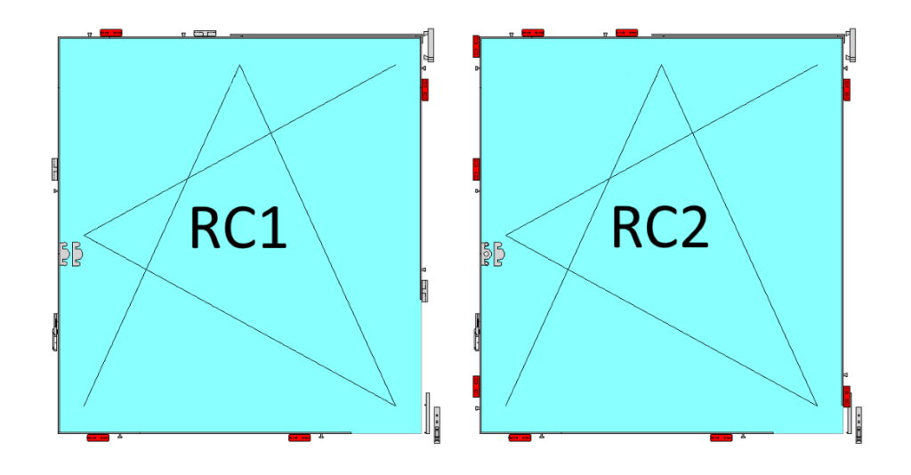 Emplacement des crochets dans les packs anti-effraction RC1 et RC2.